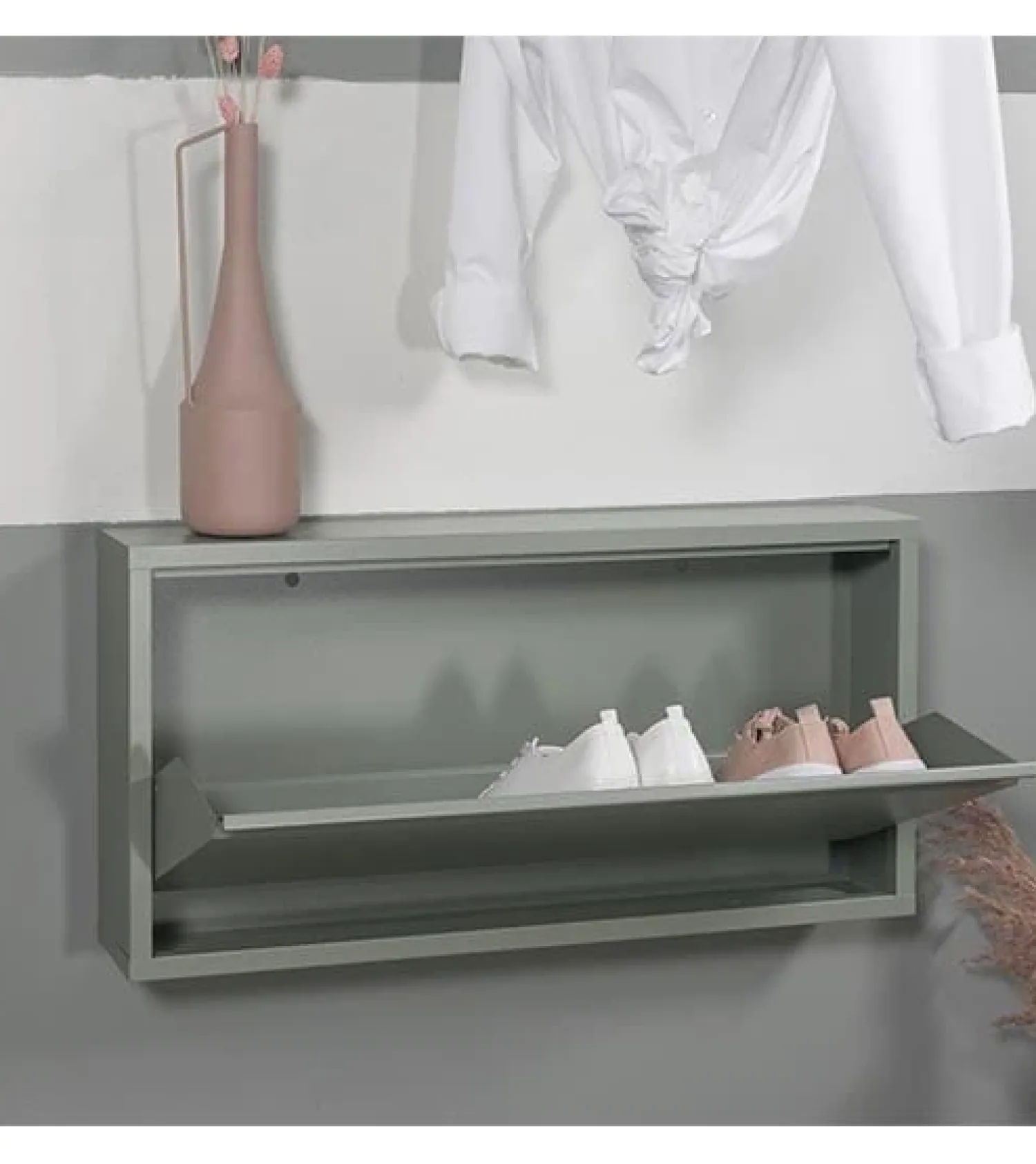 Redin Design Schoenenkasten|Schoenenkasten|Schoenenkastje industrieel Pippen (1 lade) – Groen metaal