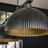 Kalfort Hanglampen|Sean 3-lichts Hanglamp ribbel goud/zwart
