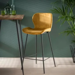 Kalfort Barkrukken|Selly velvet Barstoel Goud