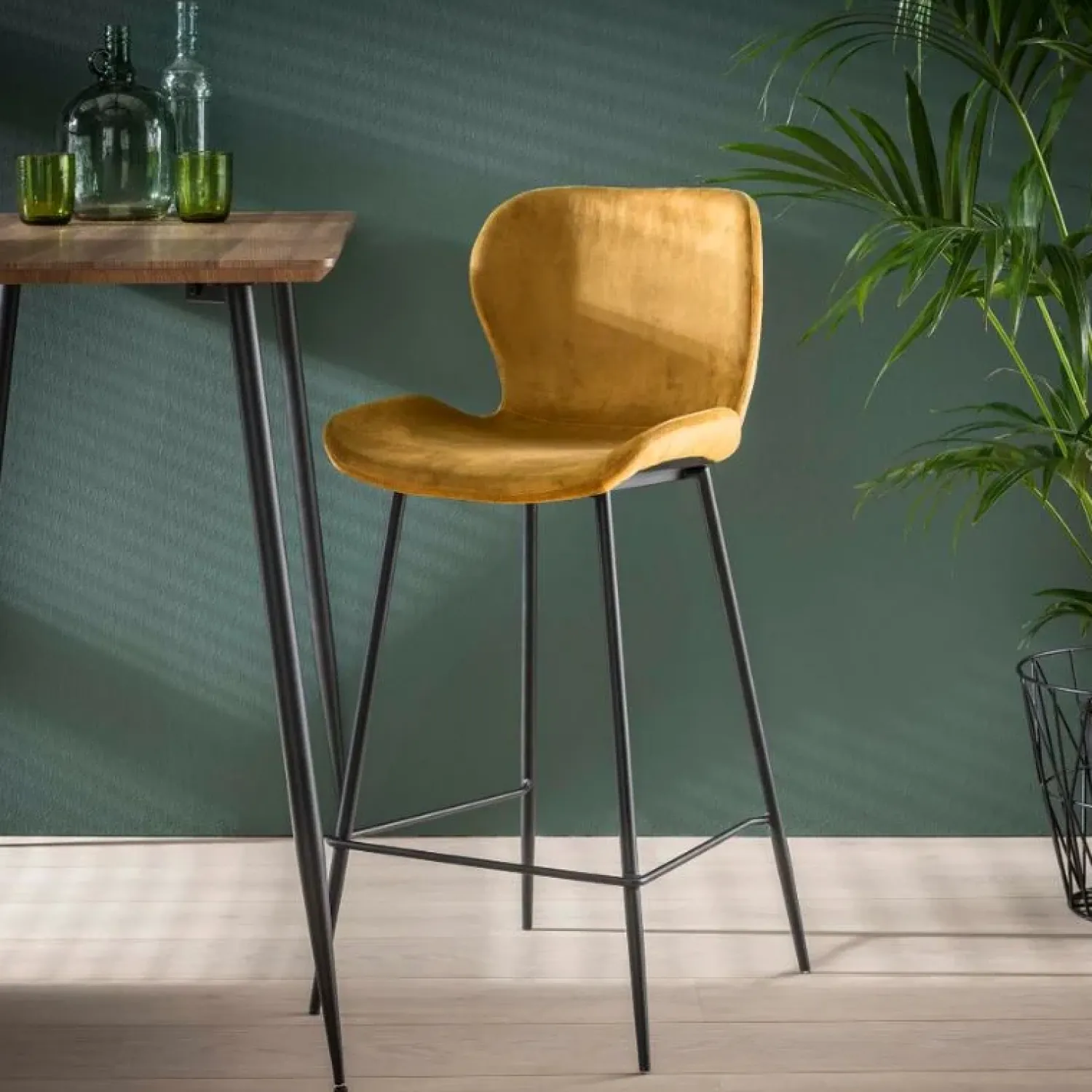 Kalfort Barkrukken|Selly velvet Barstoel Goud