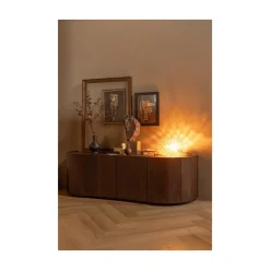 WOOOD Dressoirs|Industriele Kasten|Sense Dressoir 4-Deurs Mangohout Walnoot 160cm