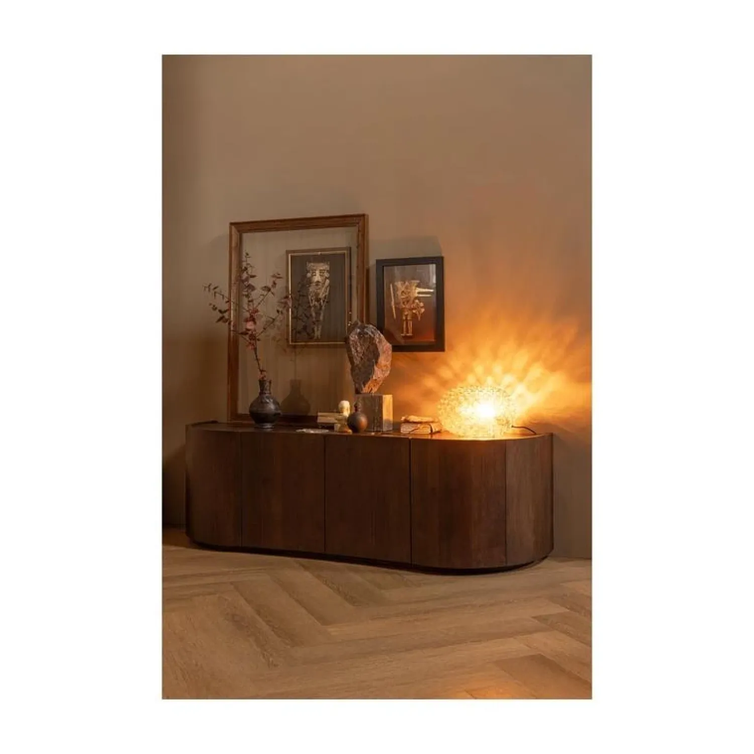 WOOOD Dressoirs|Industriele Kasten|Sense Dressoir 4-Deurs Mangohout Walnoot 160cm