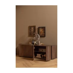 WOOOD Dressoirs|Industriele Kasten|Sense Dressoir 4-Deurs Mangohout Walnoot 160cm