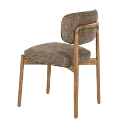 Eleonora Eetkamerstoelen|Serene Rune Eetkamerstoel Bruin hout - Bruine stof