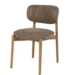 Eleonora Eetkamerstoelen|Serene Rune Eetkamerstoel Bruin hout - Bruine stof