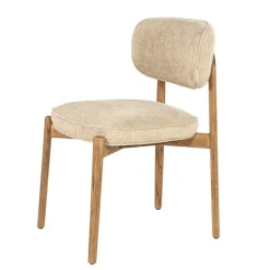 Eleonora Eetkamerstoelen|Serene Rune Eetkamerstoel Bruin hout - Taupe stof