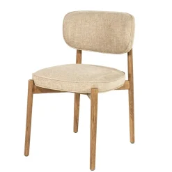 Eleonora Eetkamerstoelen|Serene Rune Eetkamerstoel Bruin hout - Taupe stof