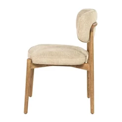 Eleonora Eetkamerstoelen|Serene Rune Eetkamerstoel Bruin hout - Taupe stof