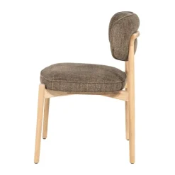Eleonora Eetkamerstoelen|Serene Rune Eetkamerstoel Naturel hout - Bruine stof