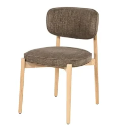 Eleonora Eetkamerstoelen|Serene Rune Eetkamerstoel Naturel hout - Bruine stof