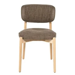 Eleonora Eetkamerstoelen|Serene Rune Eetkamerstoel Naturel hout - Bruine stof