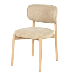 Eleonora Eetkamerstoelen|Serene Rune Eetkamerstoel Naturel hout - Taupe stof