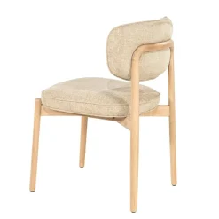 Eleonora Eetkamerstoelen|Serene Rune Eetkamerstoel Naturel hout - Taupe stof