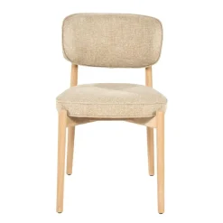 Eleonora Eetkamerstoelen|Serene Rune Eetkamerstoel Naturel hout - Taupe stof