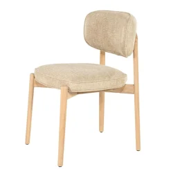 Eleonora Eetkamerstoelen|Serene Rune Eetkamerstoel Naturel hout - Taupe stof