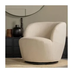 WOOOD Fauteuils|Serra Draaifauteuil Geweven Stof Off White