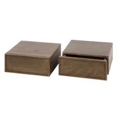 Kalfort Nachtkastjes|Industriele Kasten|Shaun Zwevend Set van 2 Nachtkastjes 1 lade Acaciahout 35cm