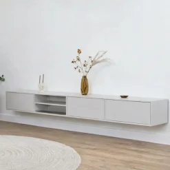 Vane Living Industriele Kasten|Tv Meubels|Sigge Zwevend Tv meubel zand 240cm