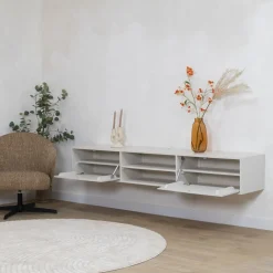 Vane Living Industriele Kasten|Tv Meubels|Sigge Zwevend Tv meubel zand 200cm