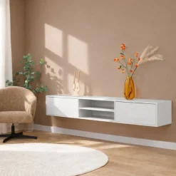 Vane Living Industriele Kasten|Tv Meubels|Sigge Zwevend Tv meubel zand 200cm