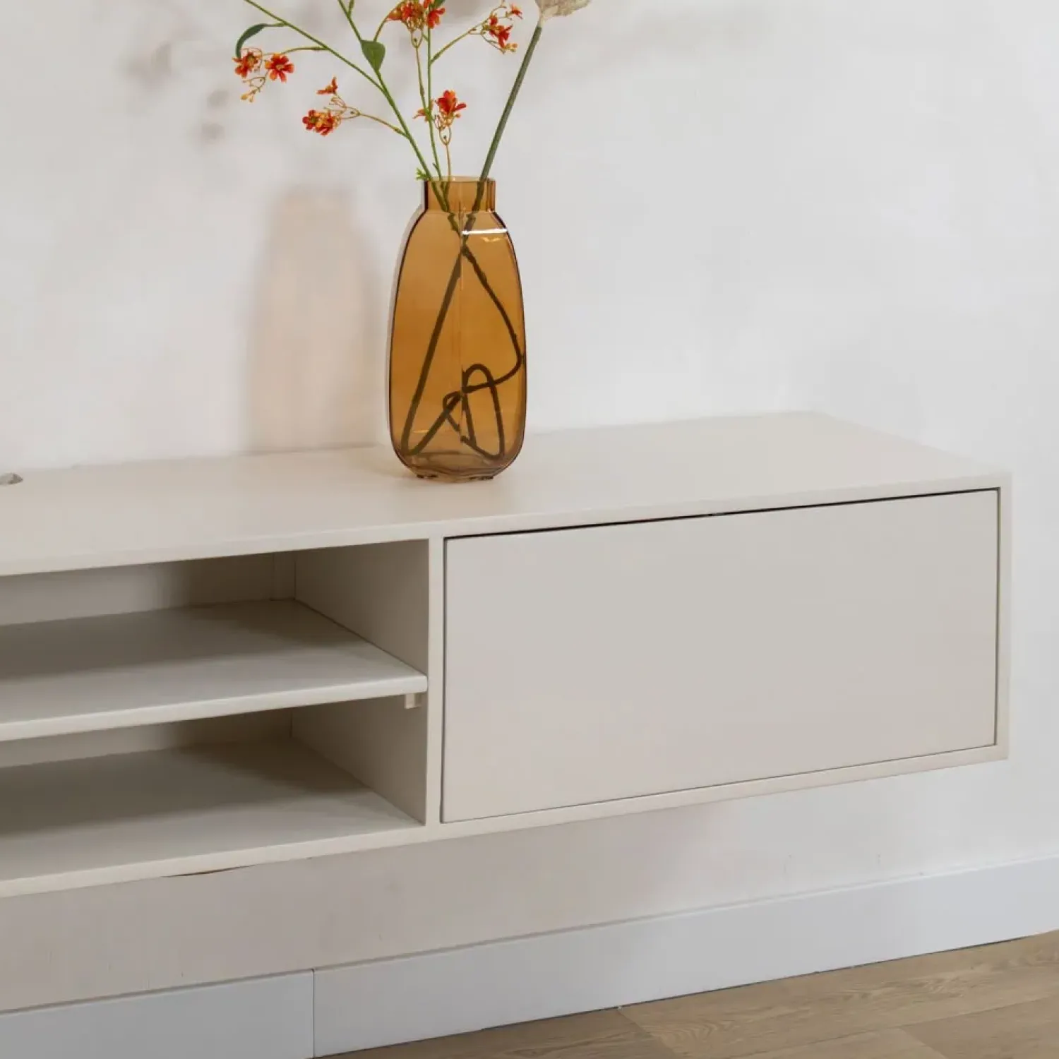 Vane Living Industriele Kasten|Tv Meubels|Sigge Zwevend Tv meubel zand 200cm