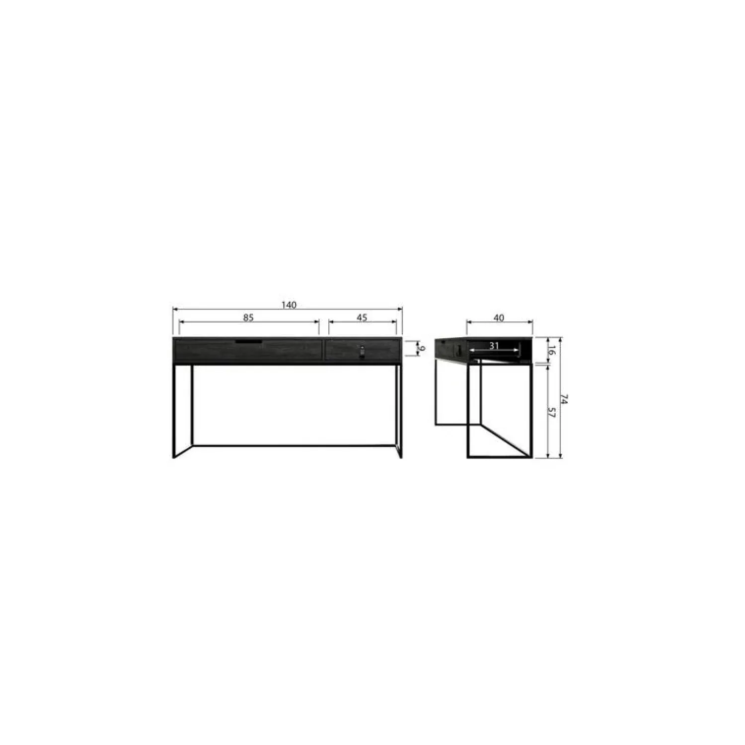 WOOOD Sidetables|Silas Sidetable Essen Blacknight 140cm