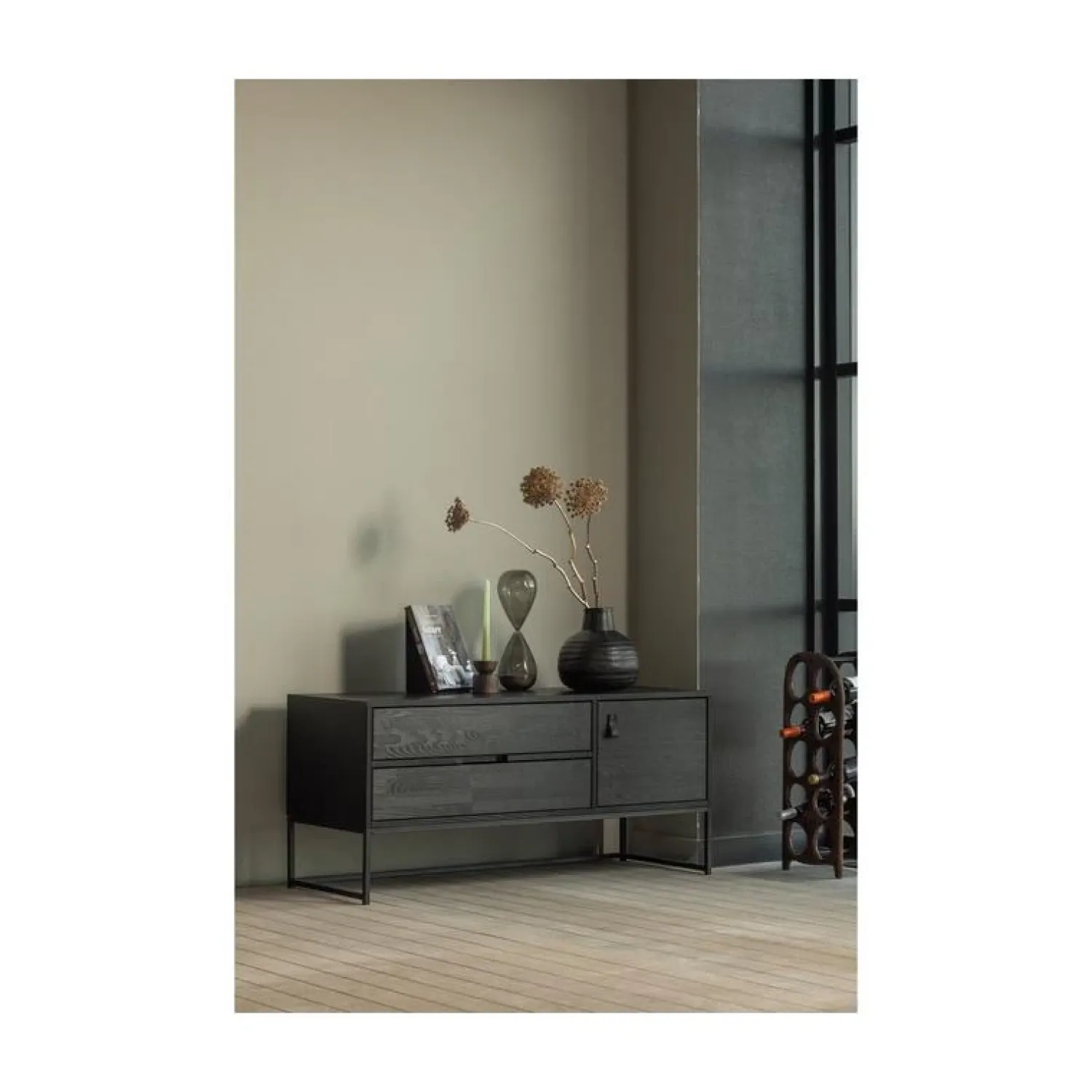 WOOOD Industriele Kasten|Tv Meubels|Silas TV Meubel 120 cm Essen Blacknight 120cm