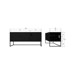 WOOOD Industriele Kasten|Tv Meubels|Silas TV Meubel 120 cm Essen Blacknight 120cm