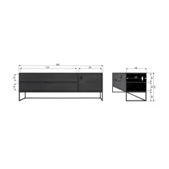 WOOOD Industriele Kasten|Tv Meubels|Silas TV Meubel 180 cm Grenen Dust 180cm