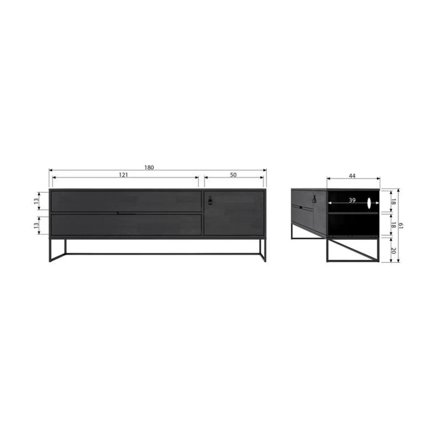 WOOOD Industriele Kasten|Tv Meubels|Silas TV Meubel 180 cm Grenen Dust 180cm