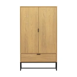 WOOOD Wandkasten|Industriele Kasten|Silas Wandkast 2-Deurs Eiken Decor 85cm
