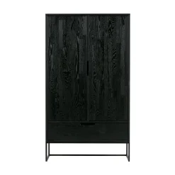 WOOOD Wandkasten|Industriele Kasten|Silas Wandkast 2-Deurs Essen Blacknight 85cm