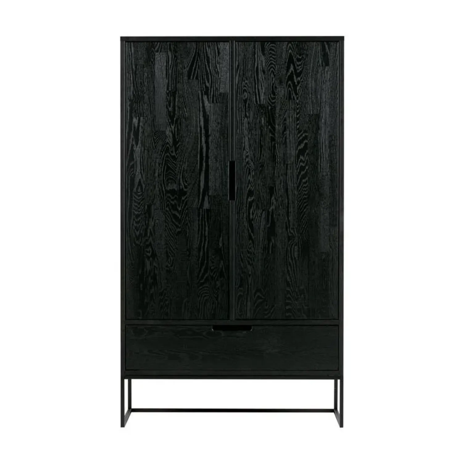 WOOOD Wandkasten|Industriele Kasten|Silas Wandkast 2-Deurs Essen Blacknight 85cm
