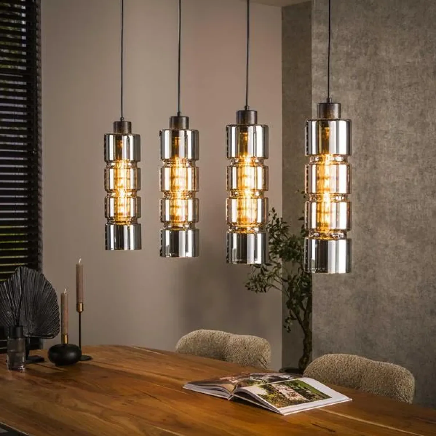 Kalfort Hanglampen|Glazen Hanglamp|Silvio 4-lichts Hanglamp Glas