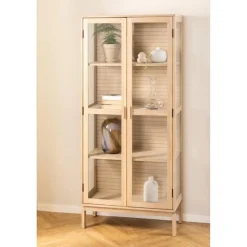 Nordhavn Vitrinekasten|Industriele Kasten|Silvon Vitrinekast Naturel 80cm