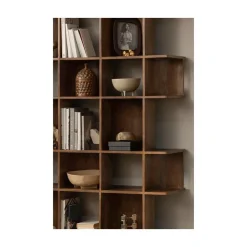WOOOD Boekenkasten|Industriele Kasten|Sinne Boekenkast Mangohout Walnoot 130cm