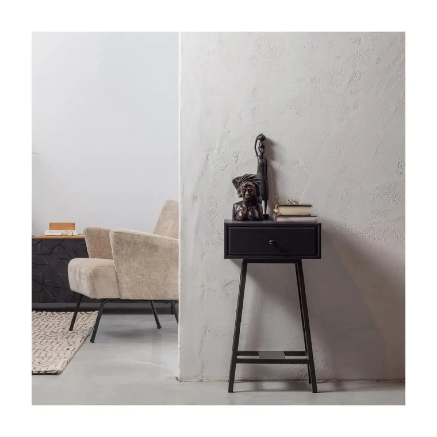 WOOOD Sidetables|Skybox Sidetable Mangohout Zwart 40cm