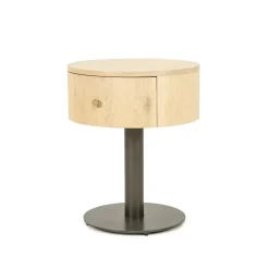 Eleonora Nachtkastjes|Industriele Kasten|Skye Nachtkastje Naturel 50cm