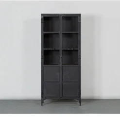 Cavetown Wandkasten|Vitrinekasten|Smalle vitrinekast Garcia industrieel zwart hout 80cm
