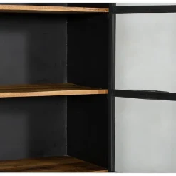 Cavetown Wandkasten|Vitrinekasten|Smalle vitrinekast Garcia industrieel zwart hout 80cm