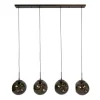 Kalfort Hanglampen|Glazen Hanglamp|Solaro 4-lichts Hanglamp Bruin glas