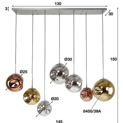 Kalfort Hanglampen|Glazen Hanglamp|Solaro 7-lichts Hanglamp industrieel