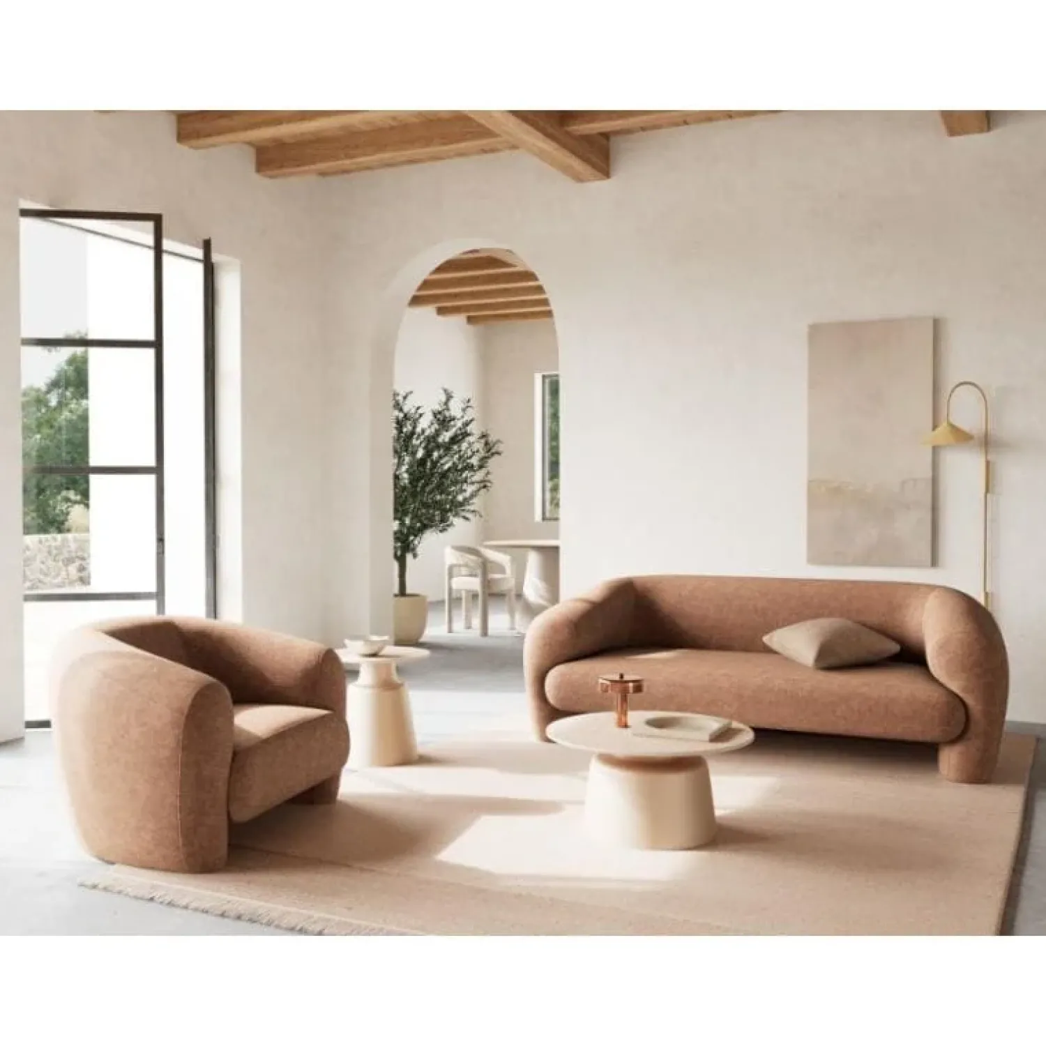 Nordhavn Salontafels|Solvani Salontafel laag Rond Keramiek Lichtbeige 70cm