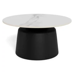 Nordhavn Salontafels|Solvani Salontafel laag Rond Keramiek Zwart-Wit 70cm