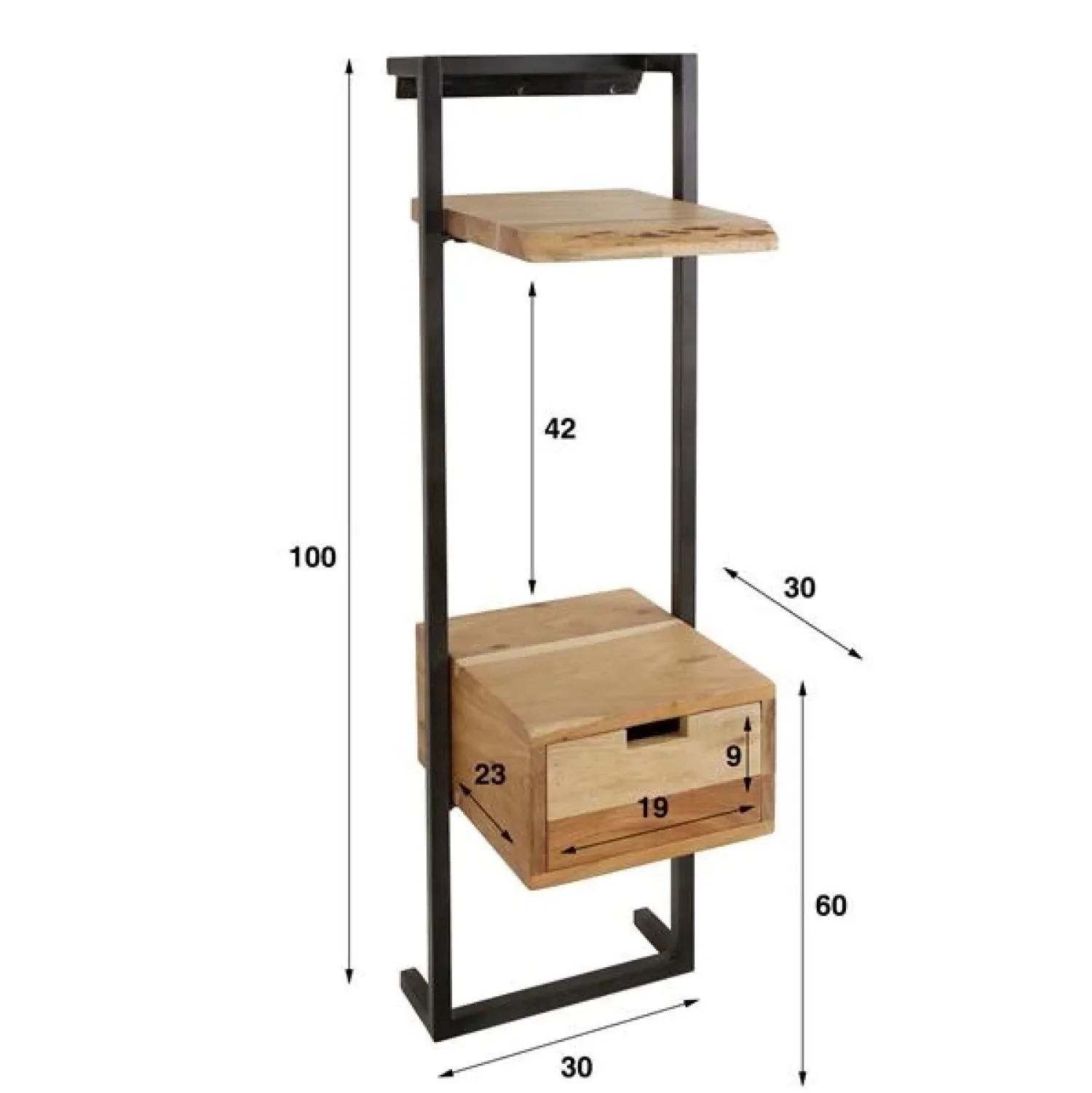 Kalfort Nachtkastjes|Industriele Kasten|Sonic houten nachtkastje hoog met plank naturel