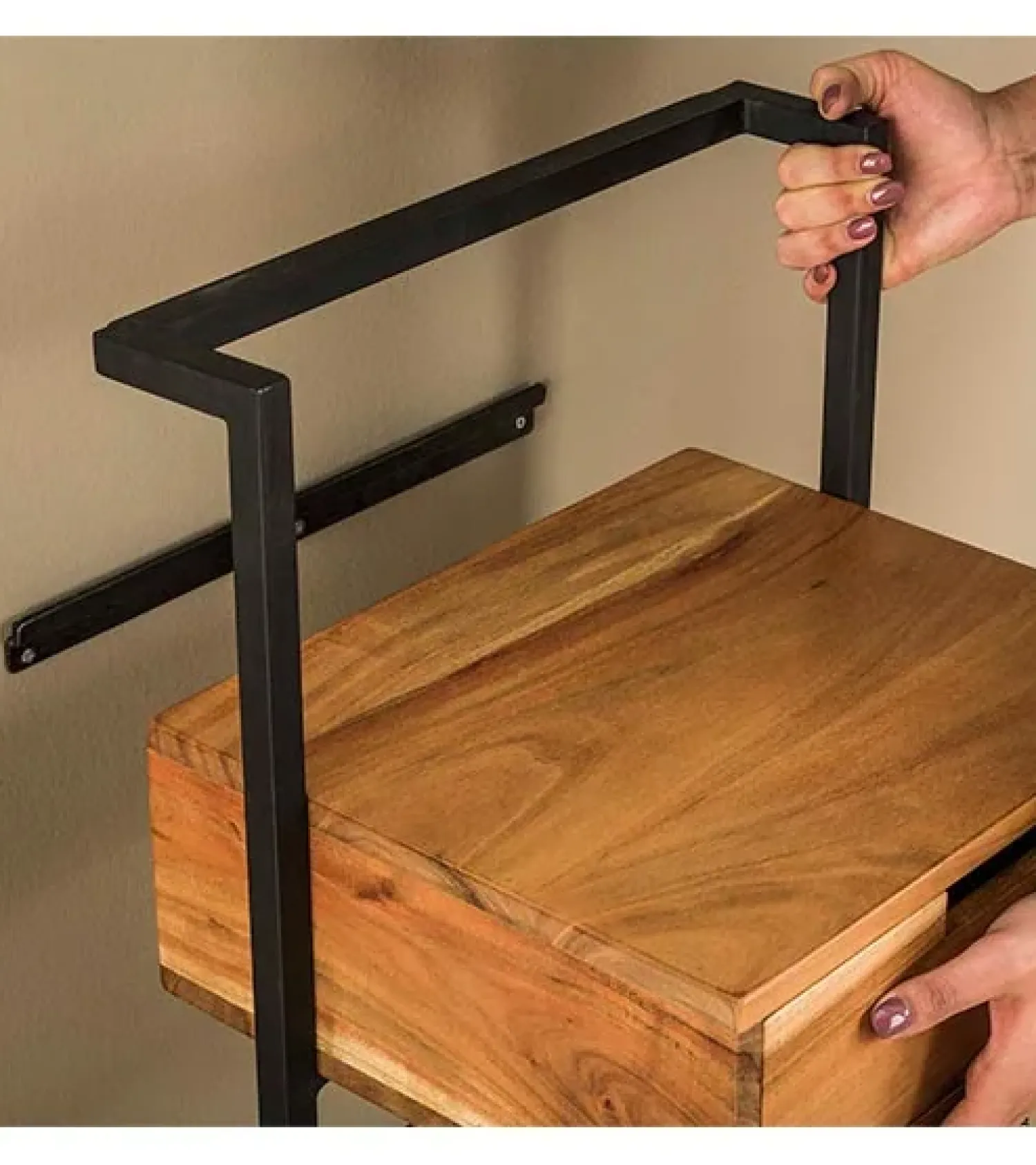 Kalfort Nachtkastjes|Industriele Kasten|Sonic houten nachtkastje industrieel 44cm