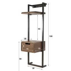 Kalfort Nachtkastjes|Industriele Kasten|Sonic Nachtkastje hoog met plankje Acaciahout bruin 30cm