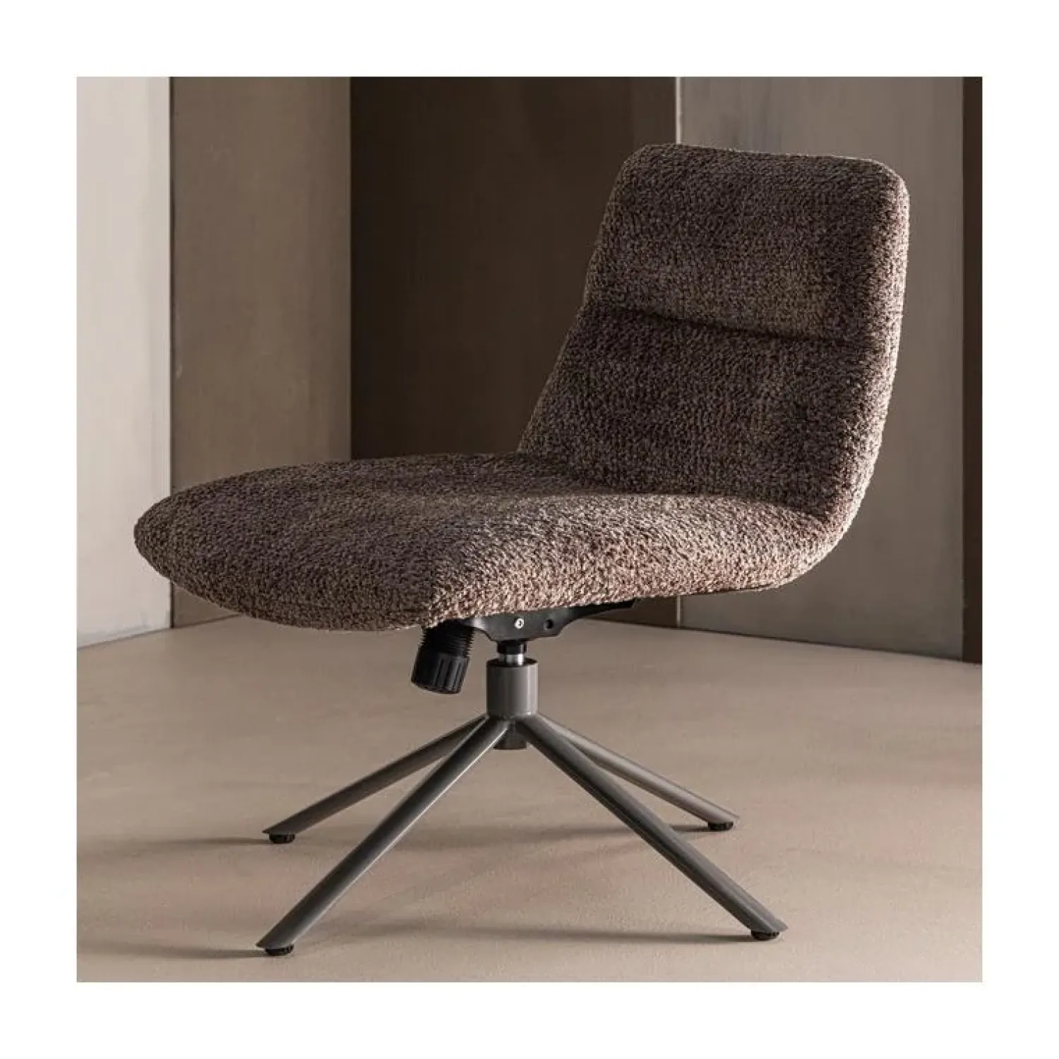WOOOD Fauteuils|Soren Draaifauteuil Verstelbaar Wollig Bruin