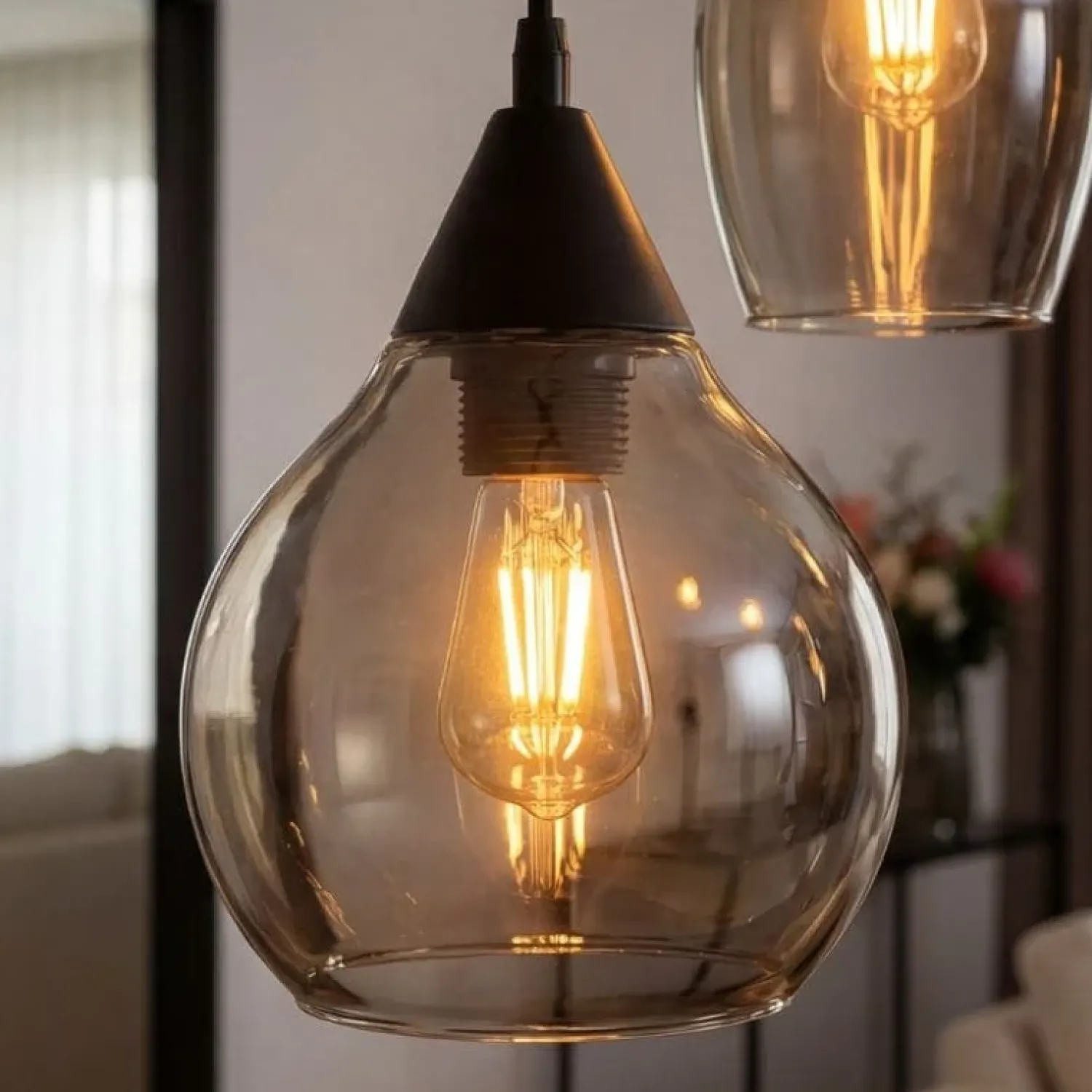 Kalfort Hanglampen|Glazen Hanglamp|Spix Hanglamp 8-lichts ovaal smoke glas