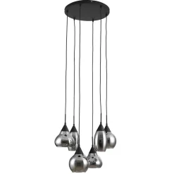 Kalfort Hanglampen|Glazen Hanglamp|Spix Hanglamp 6-lichts smoke glas